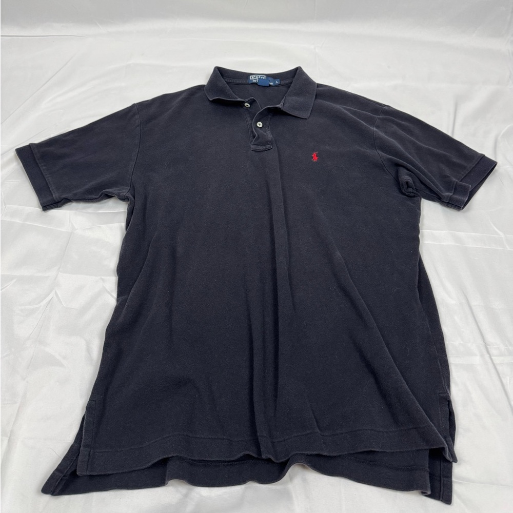 Ralph Lauren Men's Polo Shirt Large Black with Red Logo Classic Cotton